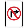 Amistad 12 x 18 in. Aluminum Sign - No Right Turn with Graphic Only AM2679983